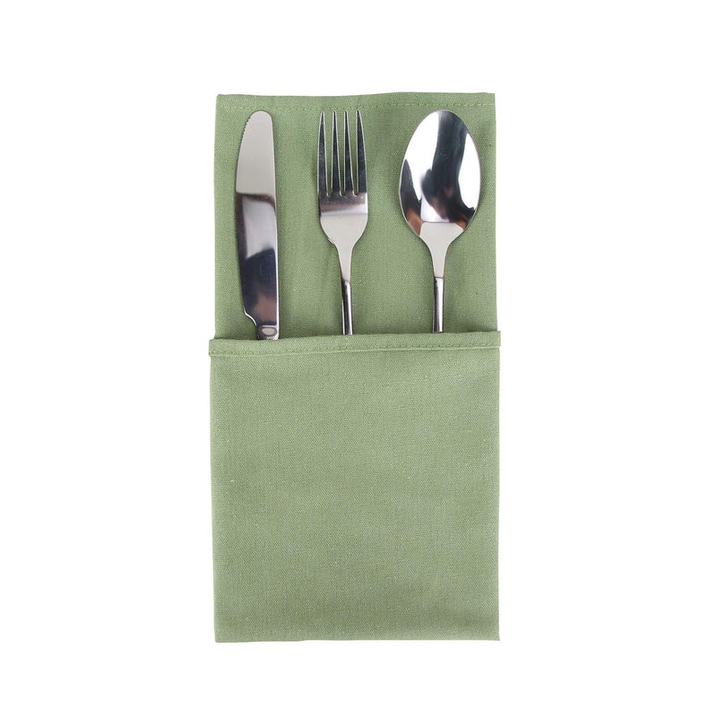 INFEI Solid Color Cotton Blended Dinner Cloth Napkins - Set of 12 (17 x 17 inches) - for Events & Home Use (Olive Green) - Image 2